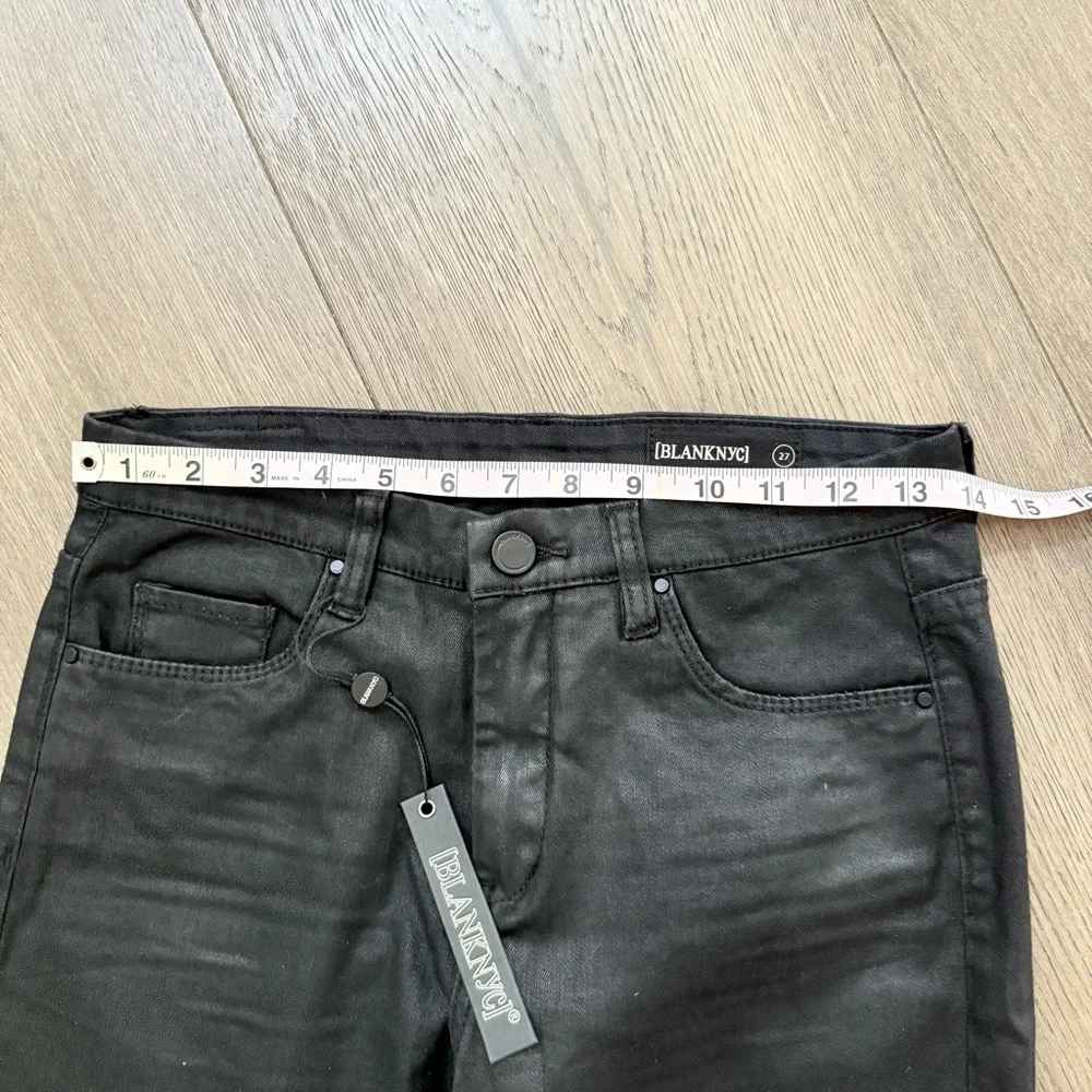 3 FOR $10 NWT Blank NYC Black Coated Denim Ripped Knees Skinny Jeans 27 - Picture 9 of 12
